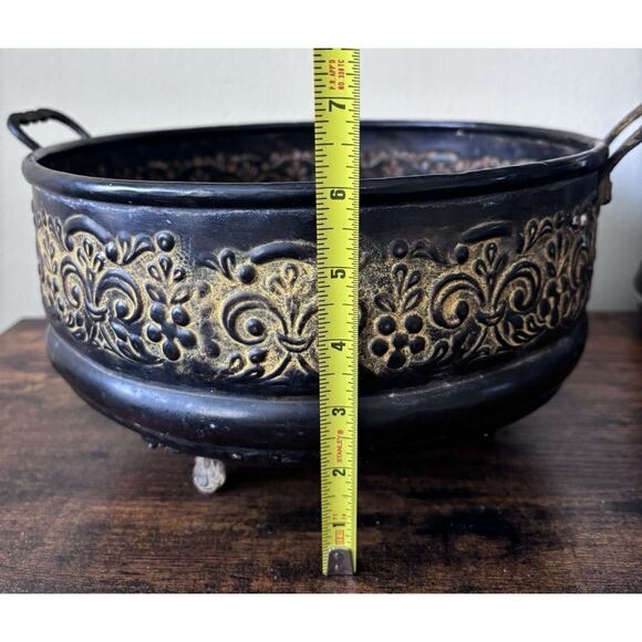 Vintage  French Footed  metal planter or decorative bowl - Picture 6 of 7